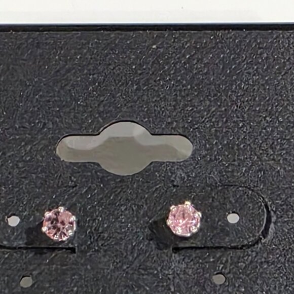 Swarovski Crystal Stud Earrings – Silver Overlay - Pink Stone - Luxury Jewelry - Picture 3 of 13